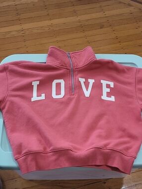 Old Navy Pink 'LOVE' Quarter-Zip Sweatshirt